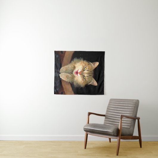 Mad Cat Painting - Cute Original Cat Art Wandkleed (In Situ (horizontaal))