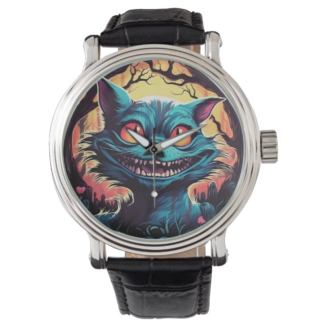 Mad Cheshire Cat Alice in Wonderland Horloge (Voorkant)