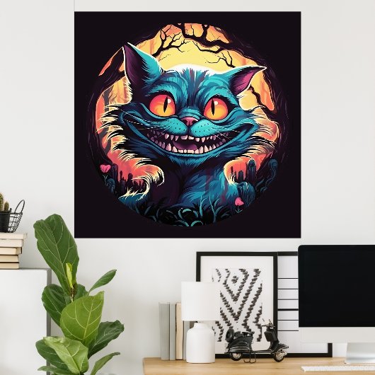 Mad Cheshire Cat Alice in Wonderland Poster (Thuiskantoor)