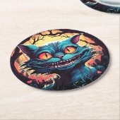 Mad Cheshire Cat Alice in Wonderland Ronde Kartonnen Onderzetter (Gebogen)