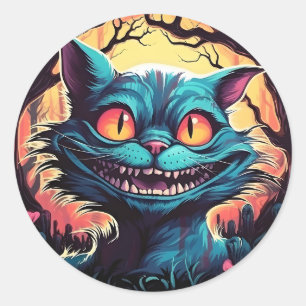Mad Cheshire Cat Alice in Wonderland Ronde Sticker