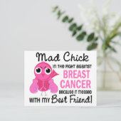 Mad Chick 2 Best Friend Breast Cancer Briefkaart (Staand voorkant)