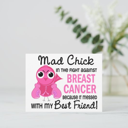Mad Chick 2 Best Friend Breast Cancer Briefkaart (Staand voorkant)