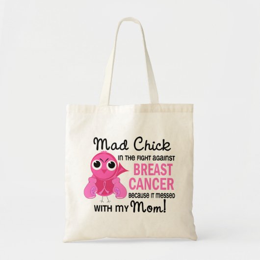 Mad Chick 2 Mam Breast Cancer Tote Bag (Voorkant)
