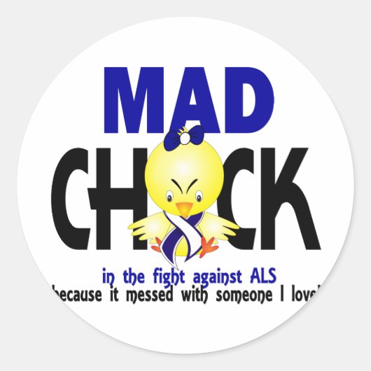 Mad chick in de strijd ALS Ronde Sticker (Voorkant)