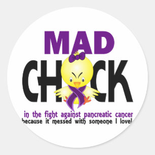Mad chick in de strijd alvleesklier kanker ronde sticker