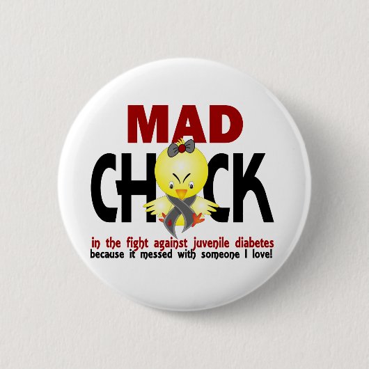 Mad Chick in de strijd tegen jeugddiabetes Ronde Button 5,7 Cm (Voorkant)