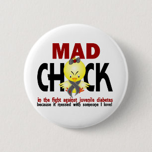 Mad Chick in de strijd tegen jeugddiabetes Ronde Button 5,7 Cm