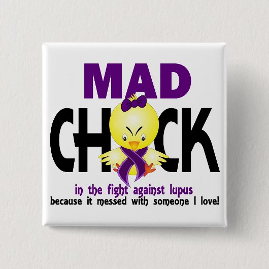 Mad Chick in de vechtlupus Vierkante Button 5,1 Cm (Voorkant)