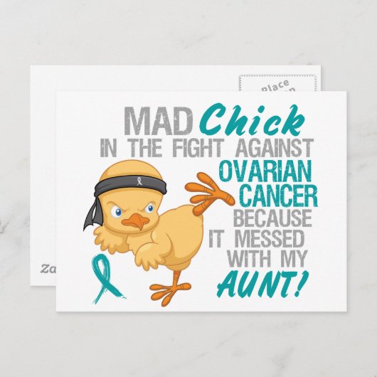 Mad Chick Messed With My Aunt 3 Ovarian Cancer Briefkaart (Voorkant / Achterkant)