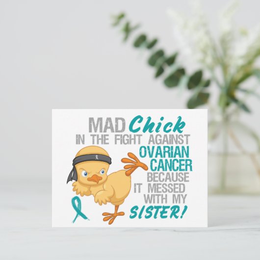 Mad Chick met zuster 3 ovariumkanker Briefkaart (Staand voorkant)