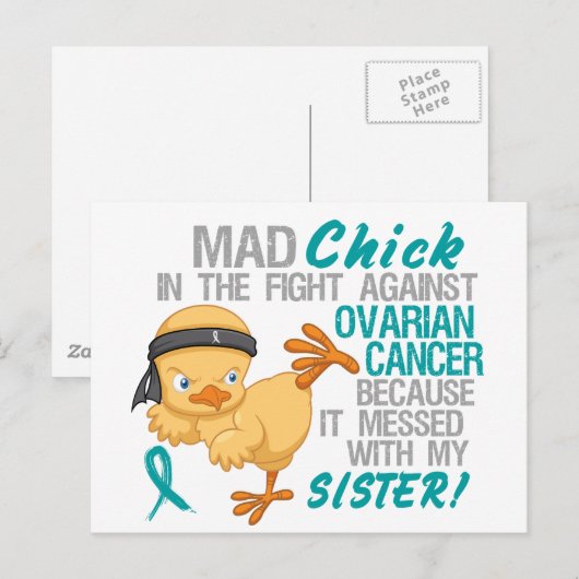 Mad Chick met zuster 3 ovariumkanker Briefkaart (Voorkant / Achterkant)