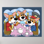 Mad Corgi Tea Party Poster (Voorkant)