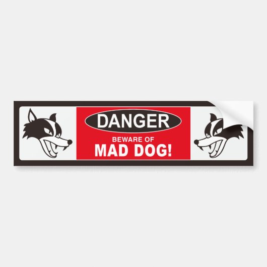 MAD DOG バンパーステッカー001ブラック BUMPERSTICKER (Voorkant)