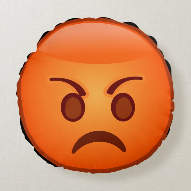 Mad Emoji Face Rond Kussen (Voorkant)