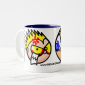 MAD en CRAZY in uw dienst! Tweekleurige Koffiemok (Voorkant links)