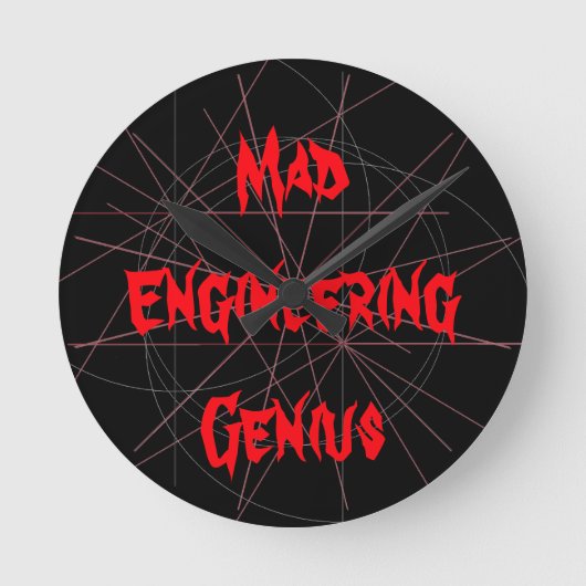 Mad Engineering Genius Geeky Geek Nerd Gifts Ronde Klok (Voorkant)