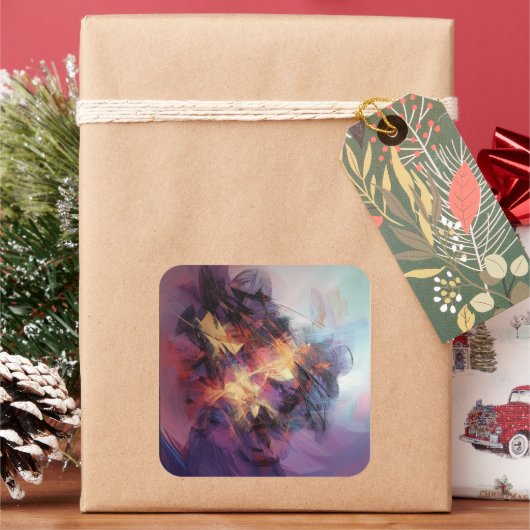 Mad fancy vierkante sticker (Feestdagen)