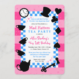 Mad Hatter 1st Birthday Party Uitnodigingen