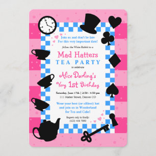 Mad Hatter 1st Birthday Party Uitnodigingen