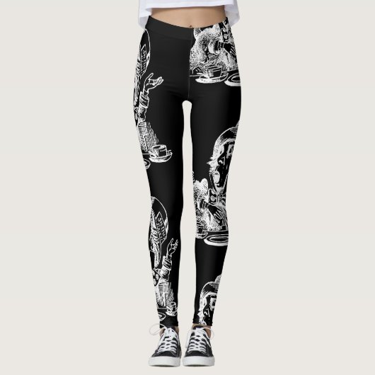 Mad Hatter Alice Black Leggings (Voorkant)