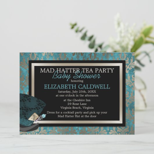 Mad Hatter Alice in het Vrijgezellenfeest van Wond Kaart (Staand voorkant)