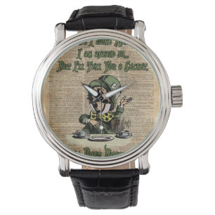 Mad Hatter, Alice in Wonderland, citaat  kunst Horloge