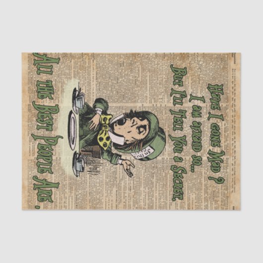 Mad Hatter, Alice in Wonderland, citaat kunst Tissuepapier (Voorkant)