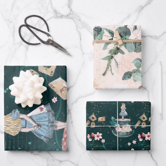 Mad Hatter Alice in Wonderland Collage Decoupage Inpakpapier Vel (Voorkant)