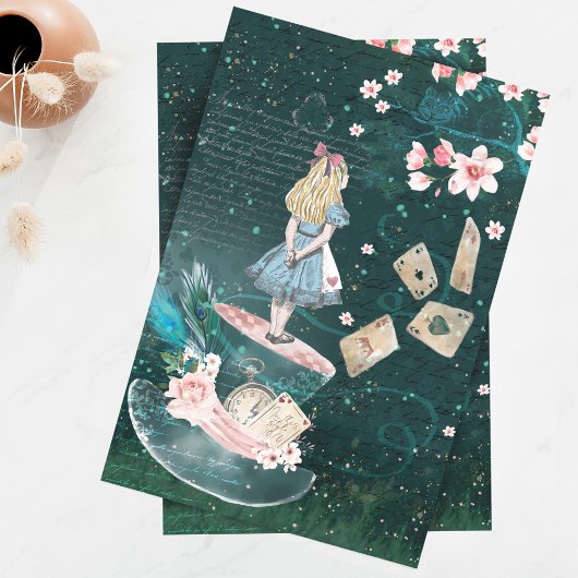 Mad Hatter Alice in Wonderland Collage Decoupage Tissuepapier