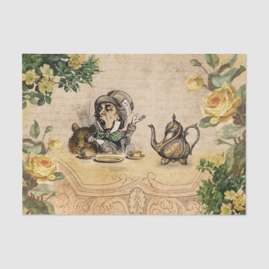 Mad Hatter Alice in Wonderland Ephemera ontkoppeli Tissuepapier (Voorkant)