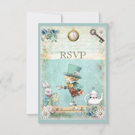 Mad Hatter Alice in Wonderland RSVP (Voorkant)