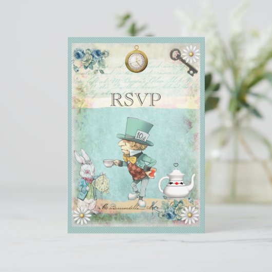 Mad Hatter Alice in Wonderland RSVP (Staand voorkant)
