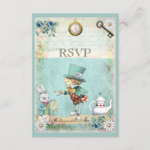 Mad Hatter Alice in Wonderland RSVP Kaartje