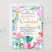 Mad Hatter Alice in Wonderland - uitnodiging voor  (Voorkant)