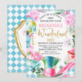 Mad Hatter Alice in Wonderland - uitnodiging voor (Voorkant / Achterkant)