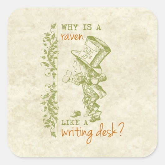 Mad Hatter, Alice in Wonderland Vierkante Sticker (Voorkant)