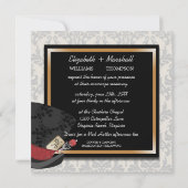 Mad Hatter Alice in Wonderland Wedding Invitation Kaart (Achterkant)