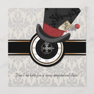 Mad Hatter Alice in Wonderland Wedding Invitation Kaart