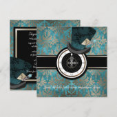 Mad Hatter Alice in Wonderland Wedding Invitation Kaart (Voorkant / Achterkant)