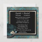 Mad Hatter Alice in Wonderland Wedding Invitation Kaart (Achterkant)
