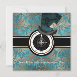 Mad Hatter Alice in Wonderland Wedding Invitation Kaart