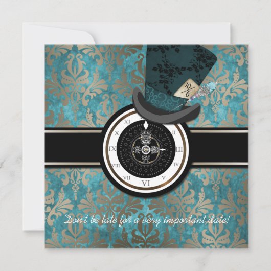Mad Hatter Alice in Wonderland Wedding Invitation Kaart (Voorkant)