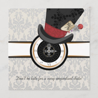 Mad Hatter Alice in Wonderland Wedding Invitation Kaart