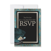 Mad Hatter Alice in Wonderland Wedding RSVP Card