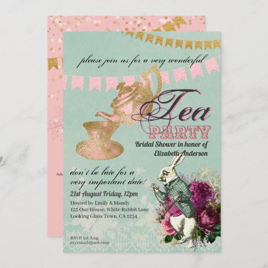 Mad Hatter Alice  Tea Party Vrijgezellenfeest Kaart (Voorkant / Achterkant)