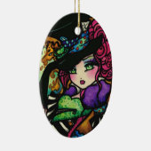 Mad Hatter Alice Wonderland Girl Fantasy Keramisch Ornament (Rechts)