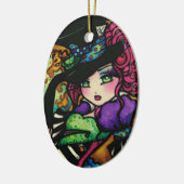 Mad Hatter Alice Wonderland Girl Fantasy Keramisch Ornament (Links)