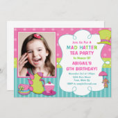 Mad Hatter Birthday Party Invitation Tea Party Kaart (Voorkant / Achterkant)