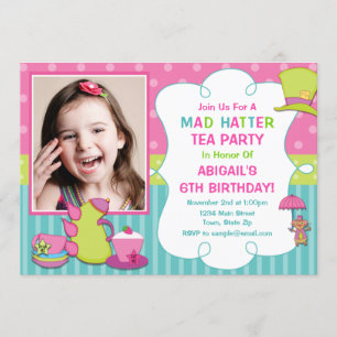 Mad Hatter Birthday Party Invitation Tea Party Kaart